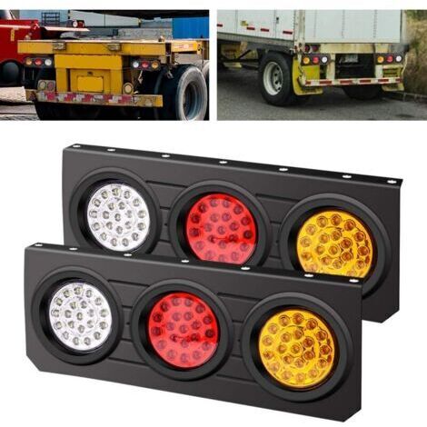 Kit de 2 feux LED pour remorque – Feux arrière ronds 4 pouces – Support en fer robuste – Compatible DC12V pour remorques et camions