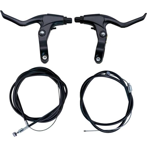 Kit de 2 Leviers de Frein de Vélo avec Câbles pour Freins V-Brake et Freins à Disque Mécaniques, Poignées de Frein en Aluminium pour VTT, BMX Enfant et Vélo de Ville, Guidon 22 mm