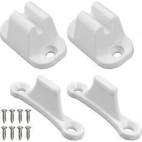 Kit de 2 pièces de blocage de porte de caravane en plastique blanc, avec vis de verrouillage pour l'extérieur et accessoires de caravane.