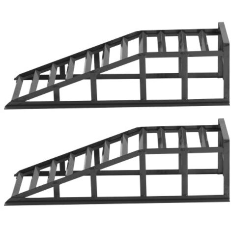 Kit de 2 plates-formes élévatrices lourdes, surface antidérapante, hauteur ajustable, capacité 2000 kg, pour voiture SUV utilitaire - Gris
