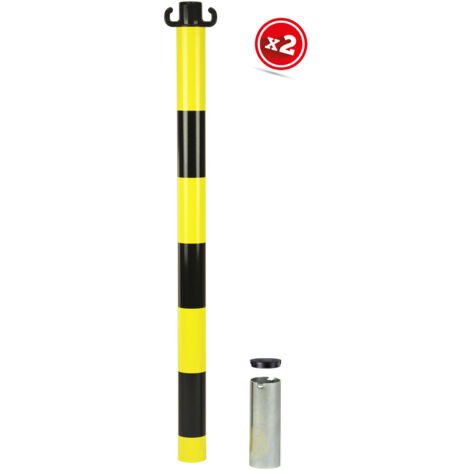 Kit de 2 poteaux acier Jaune/Noir avec manchon - 2223157