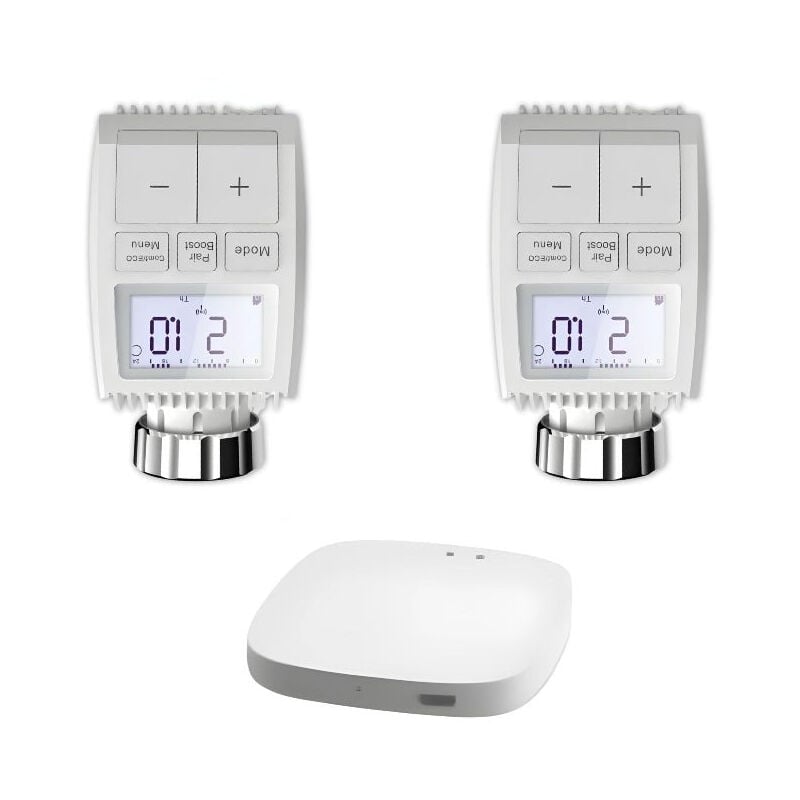 Silamp - Kit de 2 Têtes Thermostatiques Connectées Universelle avec Ecran