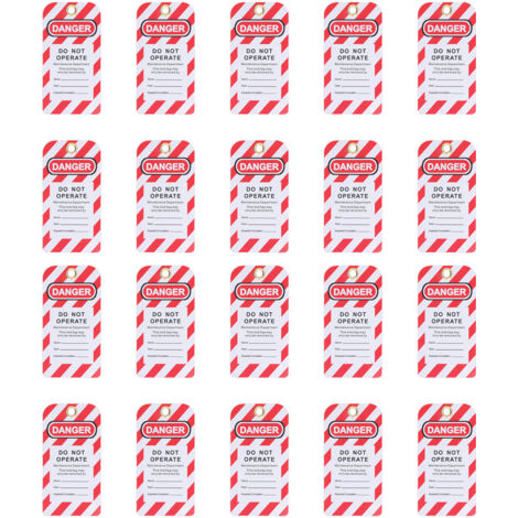 Kit de 20 Étiquettes de Sécurité Verrouillage Cadenassage Réutilisables en PVC Rouge