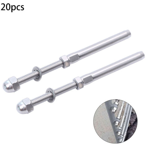 Kit de 20 pièces pour garde-corps en fil d'acier inoxydable T-316, quincaillerie pour poteaux d'escalier et de terrasse.