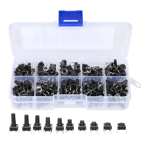 Kit de 200 Interrupteurs à Poussoir Tactiles pour Équipements Industriels, Composants Électroniques 10W avec Commutateur à Bascule