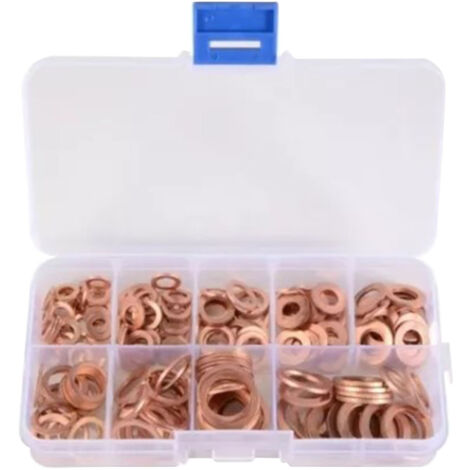 Kit de 200 Joints Cuivre M5 M6 M8 M10 M12 M14: Set de Rondelles d'Etancheïté en Cuivre Rouge pour Automobiles, Machines et Génériques