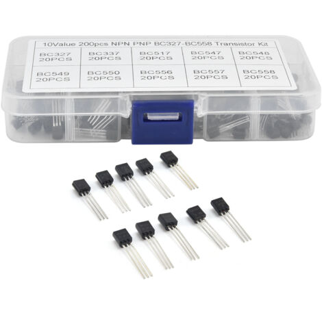 Kit de 200 transistors BC327-BC558, 10 valeurs pour usage général et alimentation