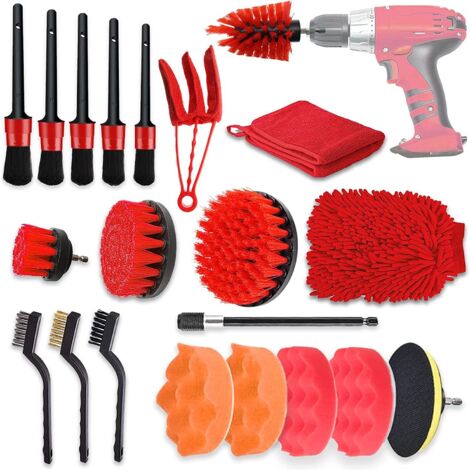 Kit de 21 brosses de nettoyage pour le lavage et le nettoyage des pneus et des jantes de voiture