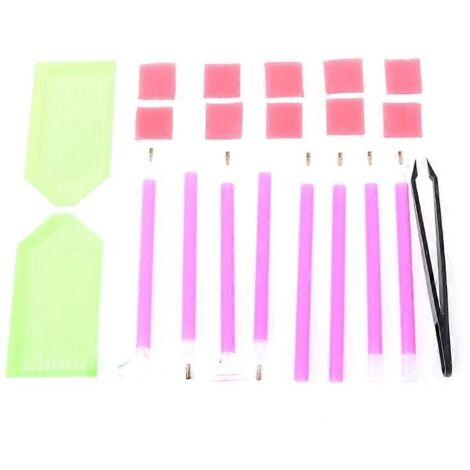 Kit de 21 pièces pour peinture diamant et point de croix : stylo adhésif, pince à épiler pour loisirs créatifs.