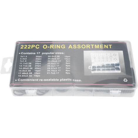 Kit de 222 joints toriques en caoutchouc pour moteur, plomberie et applications industrielles