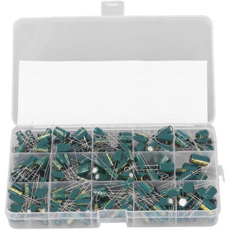 Kit de 225 condensateurs électrolytiques aluminium 15 valeurs 1‑470µF 16‑50V pour montage en ligne