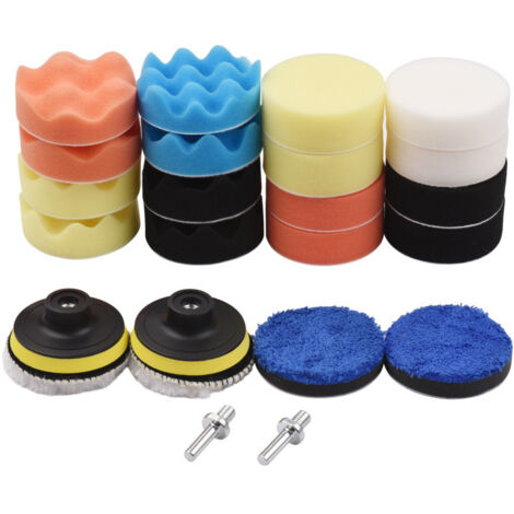 Kit de 24 tampons de polissage pour perceuse, embout de polissage de 7,6 cm (3 pouces), pour le lustrage et le cirage d'automobiles et de yachts