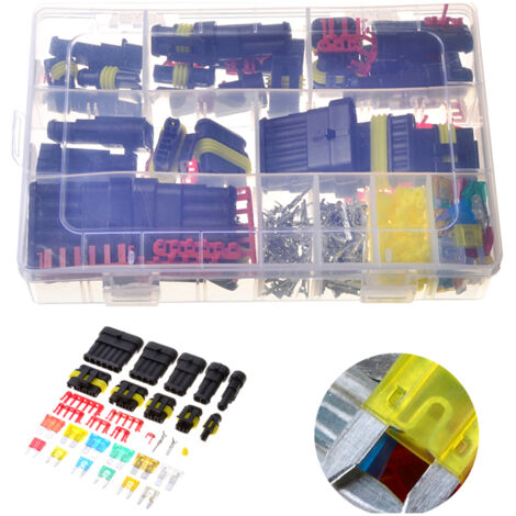 Kit de 240 conectores impermeables para cables eléctricos de automoción con fusible, que incluye de 1 a 6 pines macho y hembra, para coches, motocicletas y barcos (portátil).