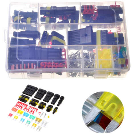 Kit de 240 conectores impermeables para cables eléctricos de automoción con fusible, que incluye de 1 a 6 pines macho y hembra, para coches, motocicletas y barcos (portátil).