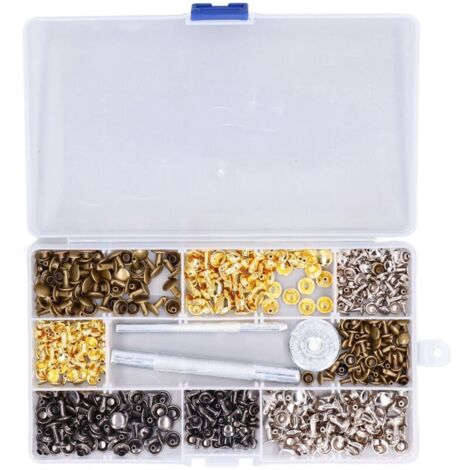 Kit de 240 pièces rivets tubulaires en métal à double capsule pour travaux DIY avec outil de fixation