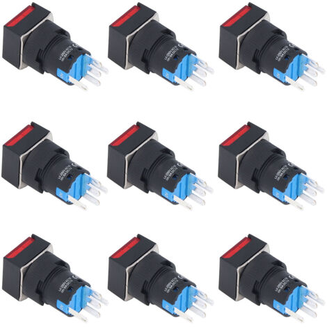 Kit de 25 interrupteurs momentanés 16mm à voyant rouge 12V avec fonction verrouillage automatique