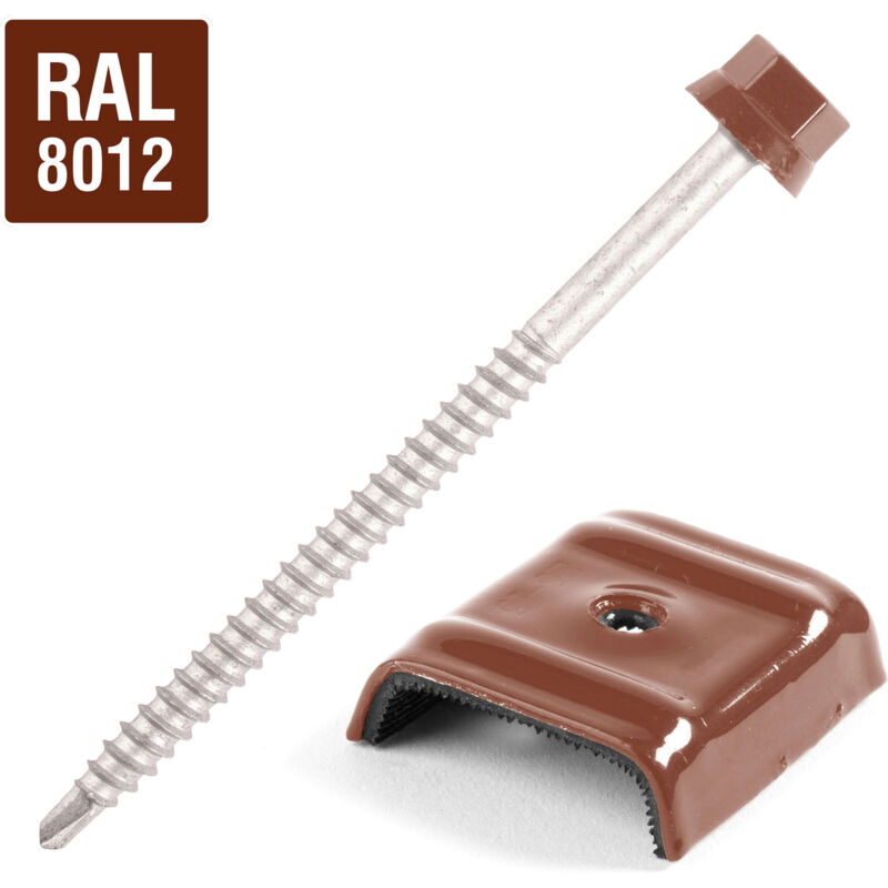 Scell-it - 25 vis de fixation avec cavalier pour toiture rouge - Diamètre 6,3 mm