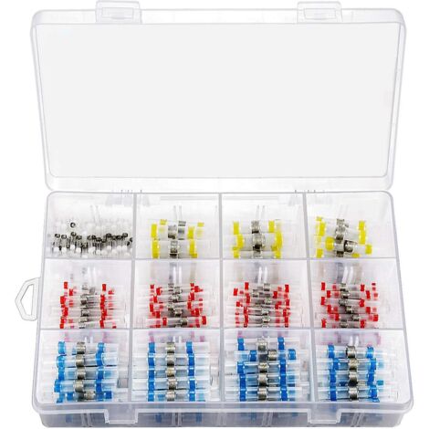 Kit de 250 connecteurs bout à bout à souder thermorétractables étanches - Bornes de câbles électriques isolées pour applications marines et automobiles