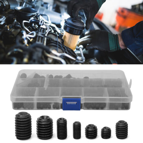 Kit de 250 Vis à Tête Hexagonale Creuse M4 M5 M6 M8 M10 en Acier au Carbone, Assortiment de Vis de Précision Noires pour Bricolage