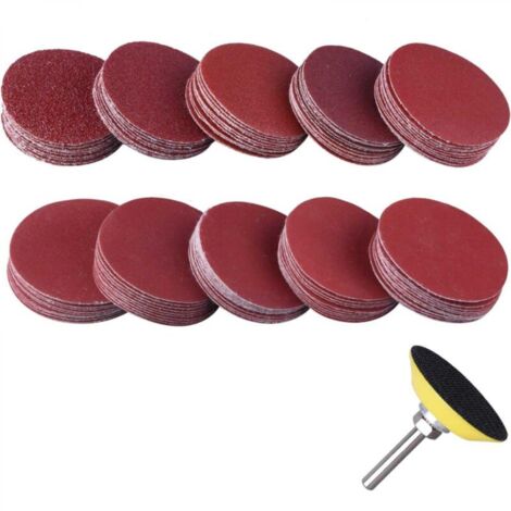 Kit de 25MM Disques Abrasifs, 100 Pièces Disque de Ponçage de Grain 100 180 240 1500 3000 avec TamponRotatif Dremel Disque de Ponçage pour Fraisage Gravure Meulage