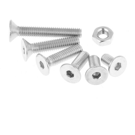 Kit de 260 pièces vis à tête plate M3 en acier inoxydable 304 avec écrous hexagonaux et boîte de rangement
