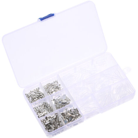 Kit de 270 connecteurs à fourche mâles et femelles non isolés (2,8 mm, 4,8 mm et 6,3 mm) avec manchon isolant, pour borniers à sertir.