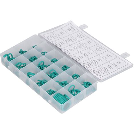 Kit de 270 joints toriques en caoutchouc nitrile, assortiment multi-tailles pour plomberie, robinetterie et réparations automobiles, joints d'étanchéité verts.