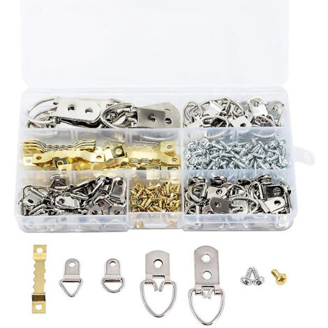 Kit de 270 pièces pour accrocher des tableaux : supports de cadre en acier inoxydable, crochets pour accrocher des tableaux et des miroirs, assortiment de fixations murales.-AquaForge