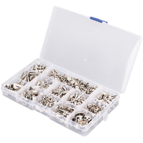 Kit de 270 rivets punk en zinc, 12 modèles pour ceintures et sacs en cuir, finition résistante et sans bavures.