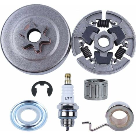 Kit de 3/8 Pignon Embrayage pour Stihl 017 018 MS170 MS180 021 023 025 MS210 MS230 MS250, ADEFOL Pignon + Tambour d'embrayage + Roulement + Vis sans fin + Rondelle + E-Clip + Bougie