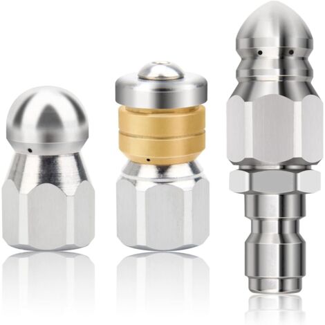 Kit de 3 buses de vidange avec buses à bouton rotatif pour accessoires de nettoyeur haute pression et raccords rapides