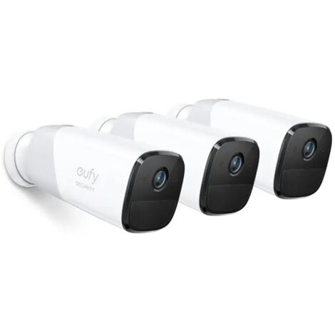 Kit de 3 caméras de sécurité IP 2048 x 1080 pixels – Vision nocturne 7,5 m – Angle de vue 140° – Résistantes intempéries IP67 – Eufy