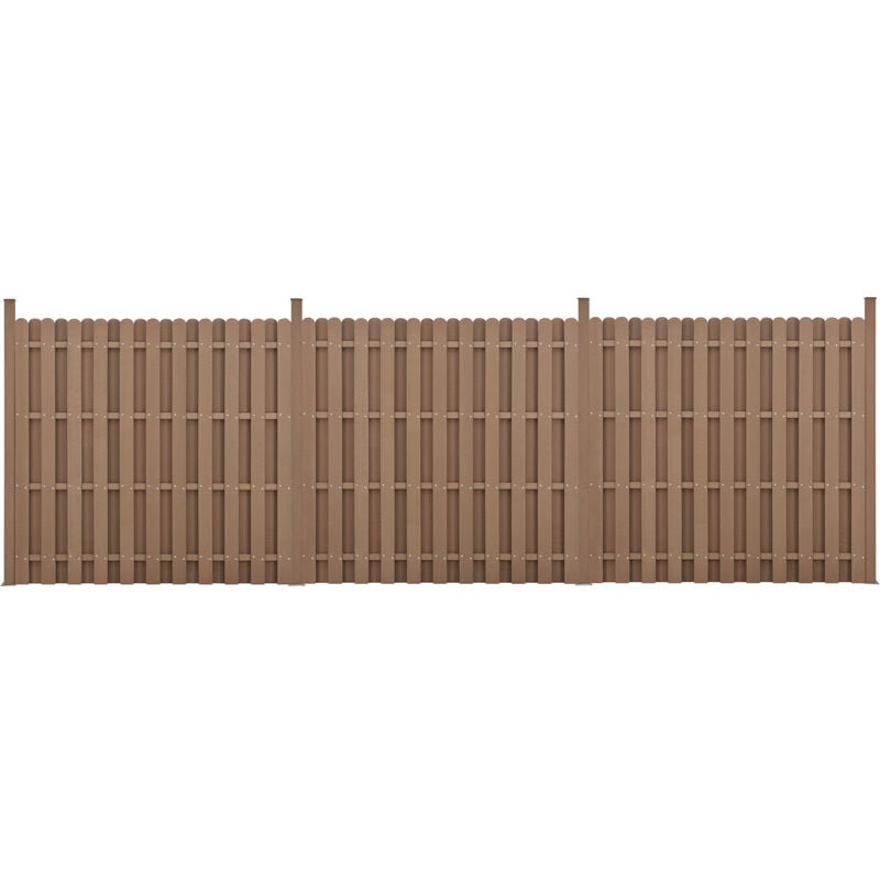 Neu.holz Kit de 3 Clôtures Barrière Brise Vue Brise Vent Bois Composite (wpc) Brun 185 x 562 cm