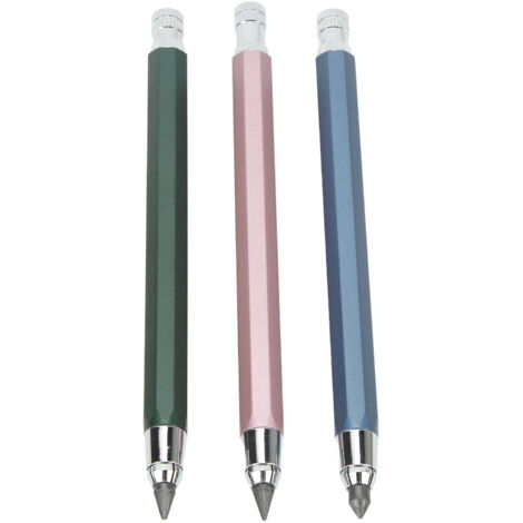 Kit de 3 crayons de menuisier mécaniques 5.6mm pour marquage sur bois - Bleu, rose, vert