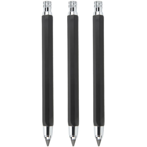 Kit de 3 crayons mécaniques menuisier 5.6mm avec outil de traçage pour travail du bois noir