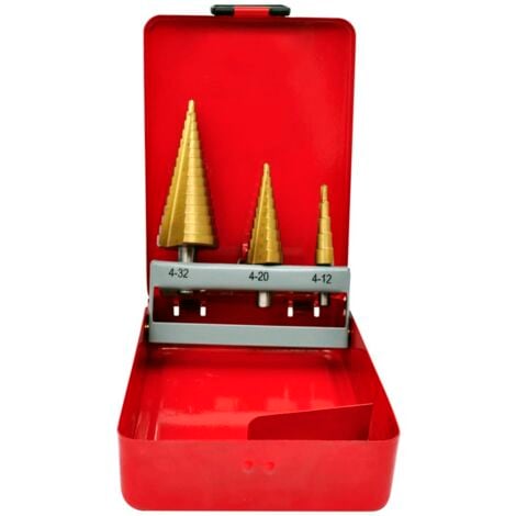 Kit de 3 Forets coniques à étage HSS