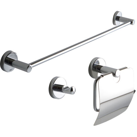 Kit de 3 piezas de accesorios de baño cromados.