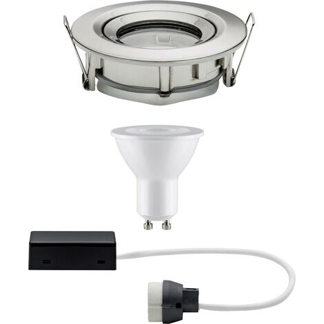 Kit de 3 spots encastrés LED Nova orientable - Acier brossé - 7W - 2700K - IP65 - Dimmable - Avec ampoule