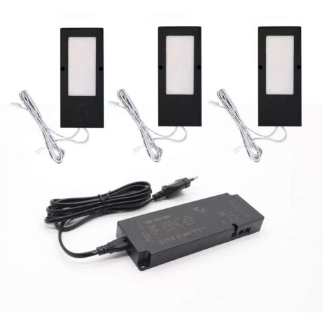 Kit de 3 spots led rectangulaire 12v - Décor : Noir mat - SC HERRAJES