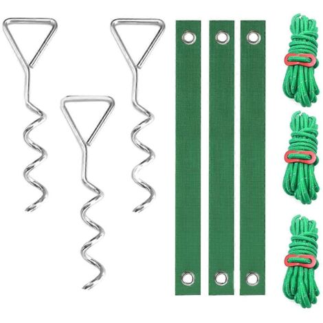 Kit de 3 tuteurs d'arbre en spirale de 30 cm avec sangles et cordes d'ancrage