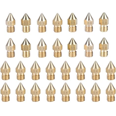 Kit de 30 buses d'imprimante 3D, têtes d'extrusion pour filament 1.75mm, accessoires d'impression