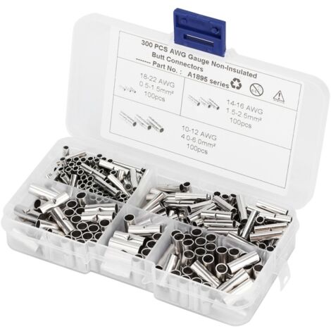 Kit de 300 conectores de cobre sin aislamiento, terminales de crimpado estañados, para barcos y coches.