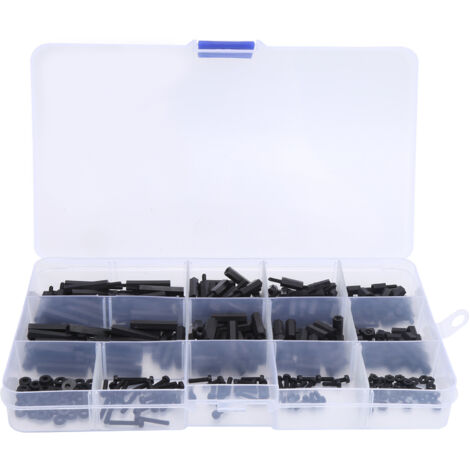Kit de 320 pièces d'écrous, entretoises et vis en nylon M2, assortiment de supports hexagonaux mâle-femelle