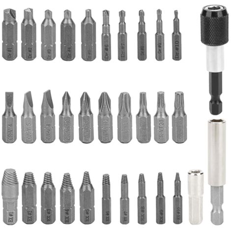 Kit de 33 extracteurs de vis pour vis cassées ou endommagées - Extracteur de vis facile à utiliser pour le travail du bois-AquaForge