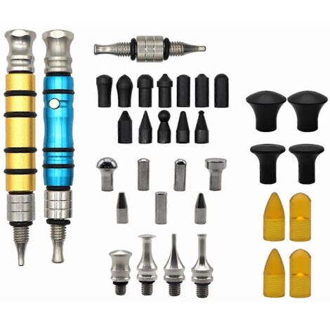 Kit de 34 outils de réparation de bosses de voiture : outil de levage, stylo à impact, marteau (voir photo).