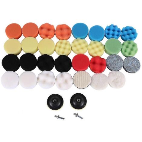 Kit de 35 tampons de polissage pour voiture, tampons de polissage en mousse de 80 mm, accessoire de polisseuse pour perceuse