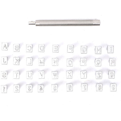 Kit de 36 tampons alphabétiques et numériques pour marquage sur cuir DIY (6mm)