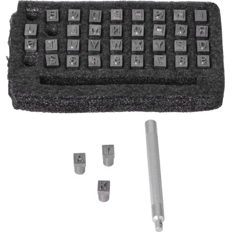 Kit de 37 poinçons métalliques pour estampage DIY, marquage clair et facile à la maison, poinçonnage alphabétique.
