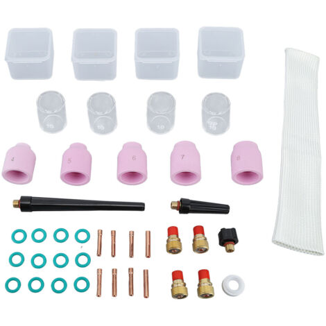 Kit de 38 pièces pour torche plasma, inclut lentille à gaz, buses, joints et accessoires de rechange pour soudeurs WP9, WP20, WP25.