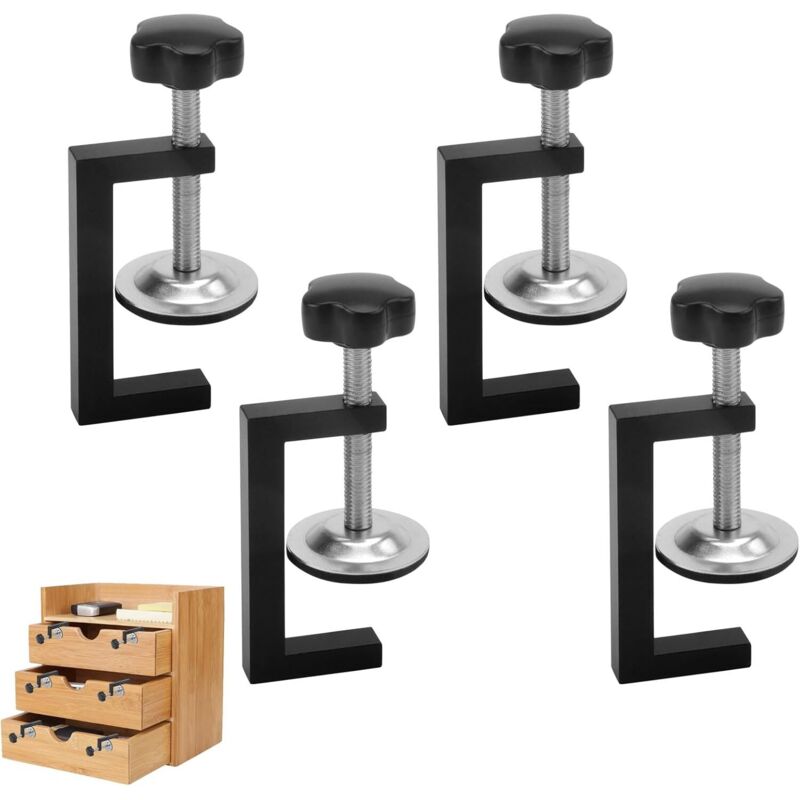 Kit de 4 abrazaderas, rango de sujeción de 10 a 57 mm, abrazadera G ajustable, pinza de carpintero, accesorios para abrazadera de mesa, ideal para